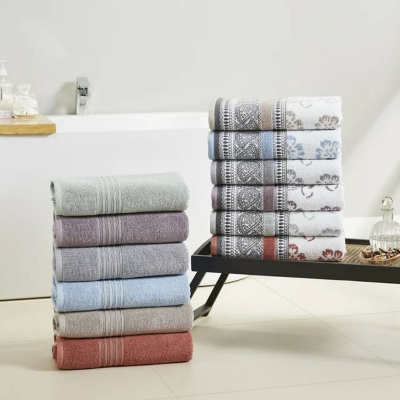 Ensemble de 6 serviettes pour salle de bain en coton