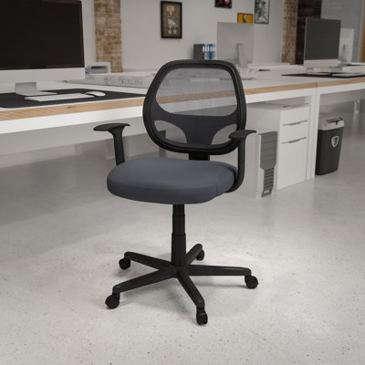  Chaise de bureau ergonomique pivotante à dossier moyen en maille - Accoudoirs