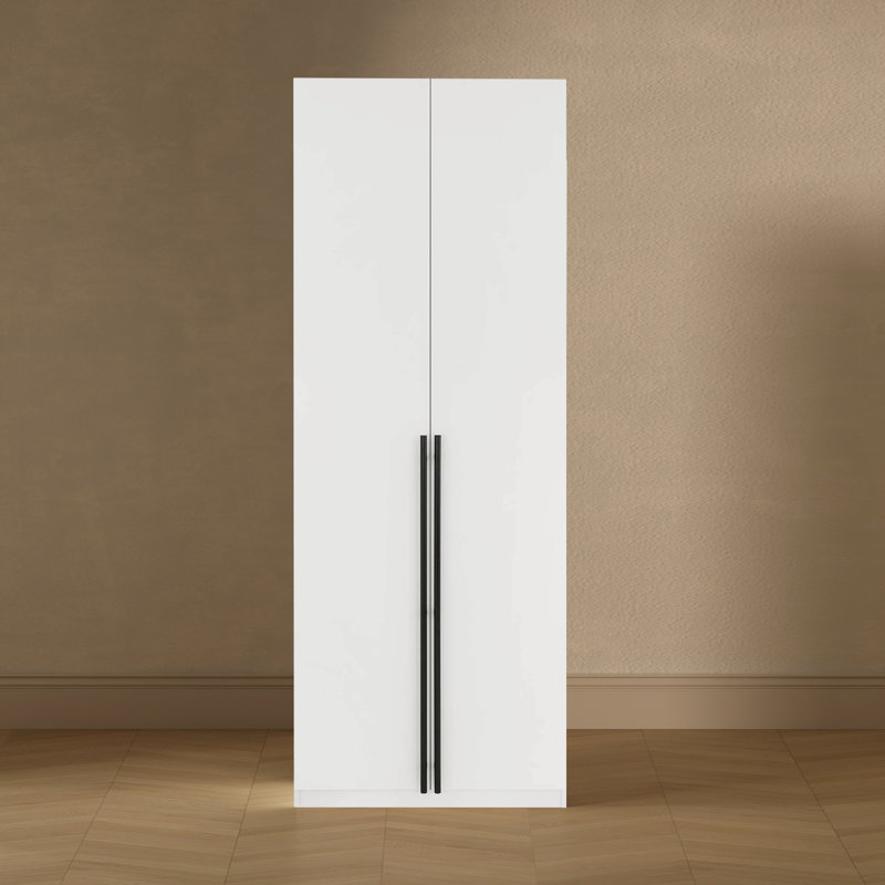 Armoire autoportante moderne avec tiroirs et tablettes réglables blanches Lee, Blanc