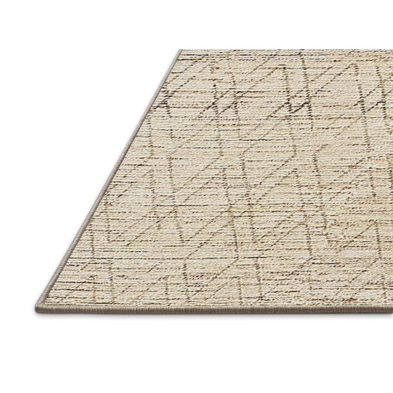 Tapis beige Geometric, Tapis de couloir 2 pi x 5 pi