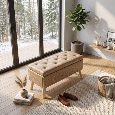 Banc de rangement avec compartiment caché Modern | Banc de repose-pieds et de lit polyvalent pour une vie organisée