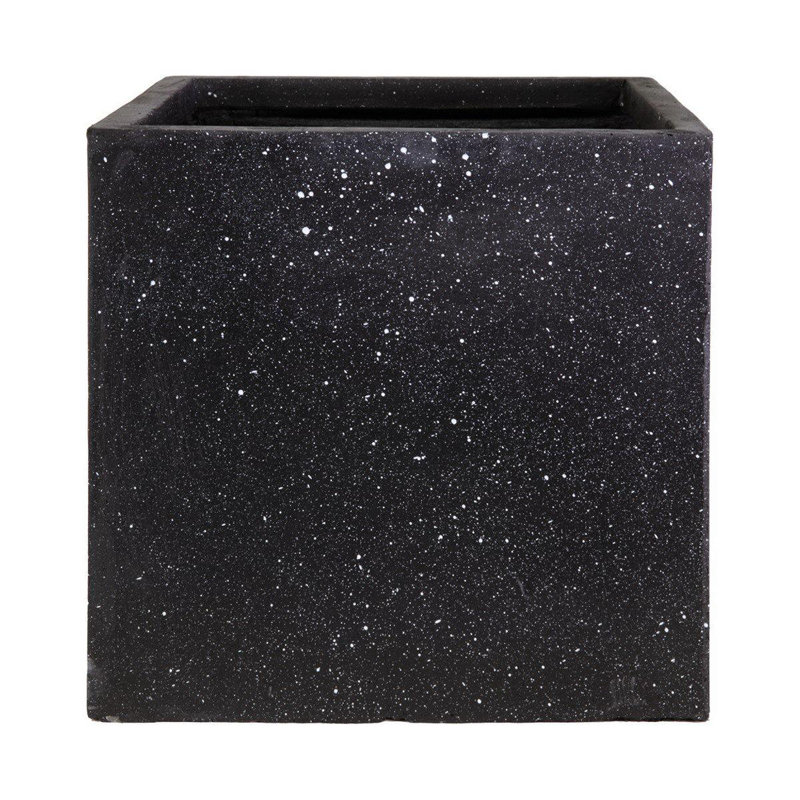 Concrete Effect Square Planter, Frostproof Reinforced Stone Outdoor Plant Pot, Garden Planter Box with Drainage Holes