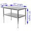 Table de travail en acier inoxydable avec tablette inférieure. Table de préparation en métal. Certifié NSF-49453613