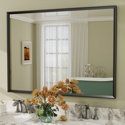 Amara Tempered Glass and Aluminum Alloy Framed French Cleat Mounted Wall Mirror