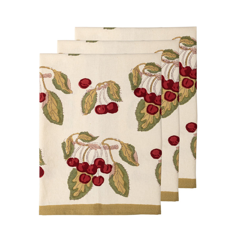 Cherry Cotton Floral Tea Towel