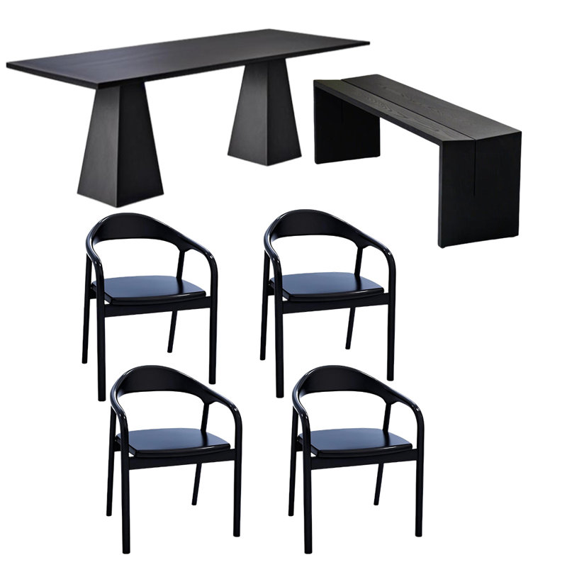 Solid wood versatile dining table sets, 29.53"H x 70.87"L x 31.5"W