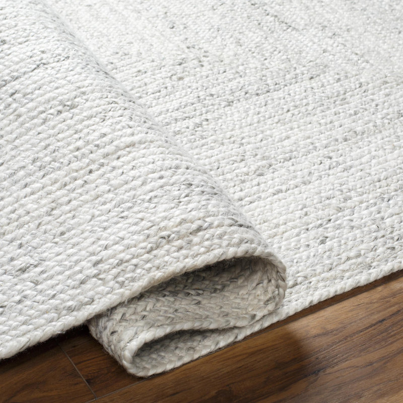 Tapis blanc / gris touffeté à la main 100% recyclé PET, Rectangle 2 pi x 3 pi
