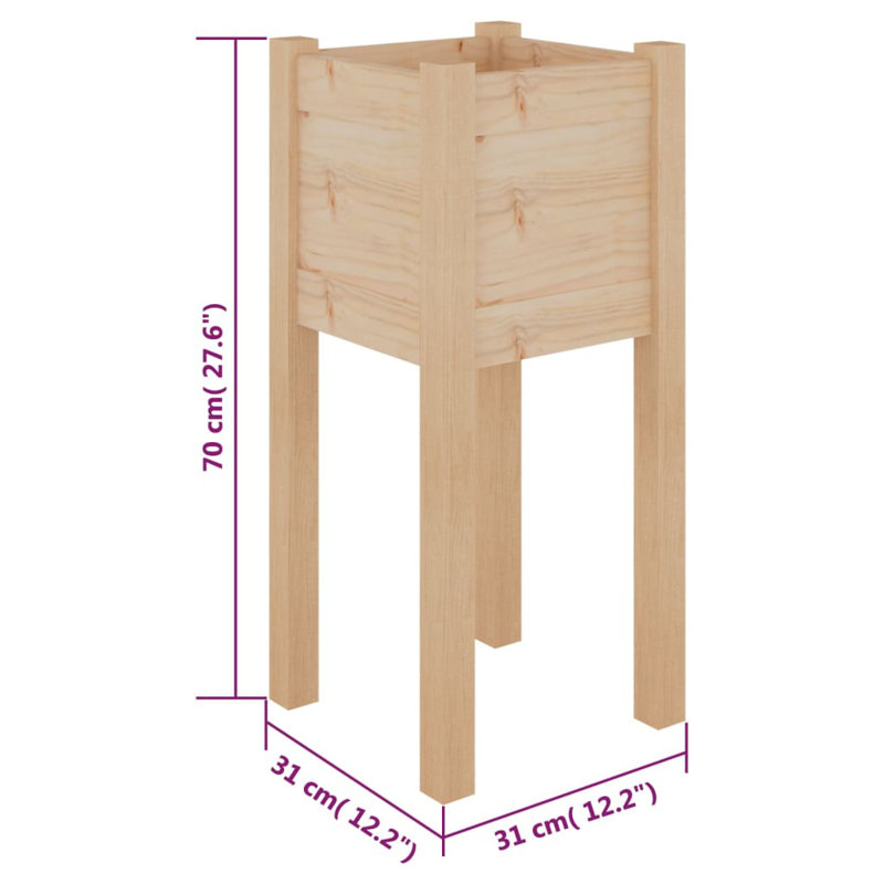 Hadwyn Wood Pot Planter, Brown, 27.6" H x 12.2" W x 12.2" D