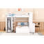 Lit mezzanine blanc avec lit double, lit simple, tablettes, bureau et garde-robe. Maximisez l'espace de la chambre à coucher. Pin. H 65 po x l 78,7 po x L 94,8 po. Pour les familles avec des meubles autonomes. Fabrication solide. Augmenter-1523821800-1523821796