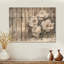 Pivoines par la porte de grange glacée - Art mural en bois de pivoines - sur bois de pin naturel-683834551