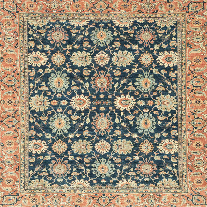 Tapis multicolore à motif abstrait Abdalla, Carré 8 pi