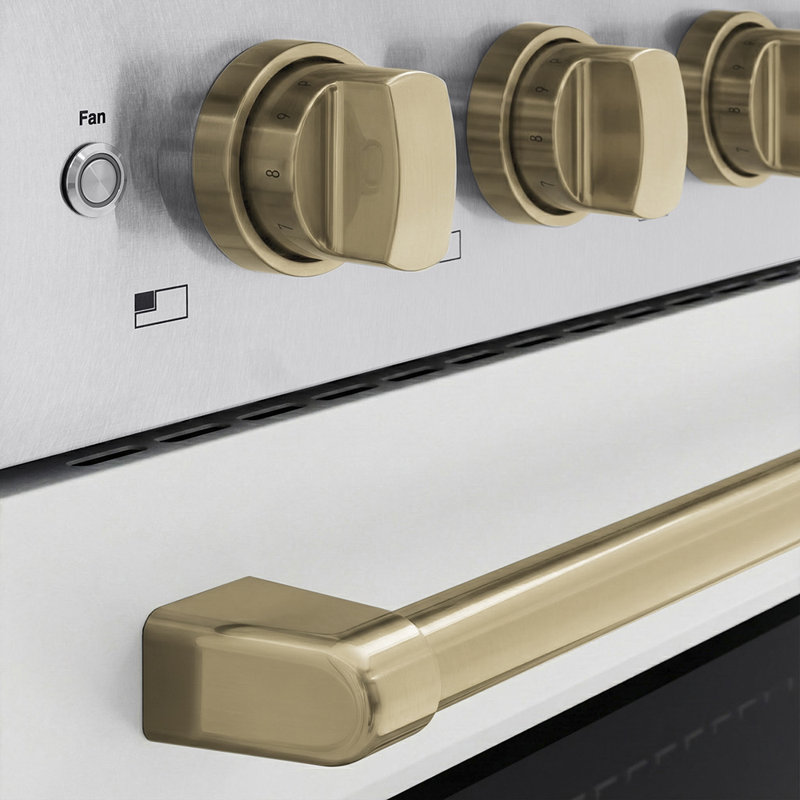 ZLINE Autograph 30 in. Satin Stainless Paramount Induction Range with White Door & Bronze Accents, Champagne Bronze