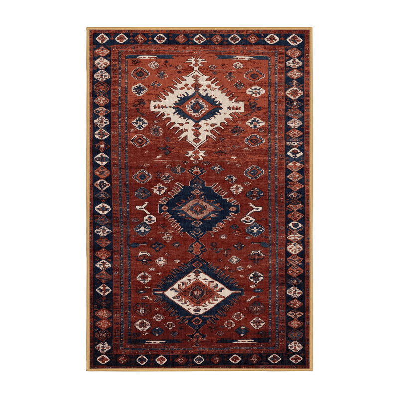 Tapis brun turc lavable à la machine, Rectangle 7 pi x 9 pi
