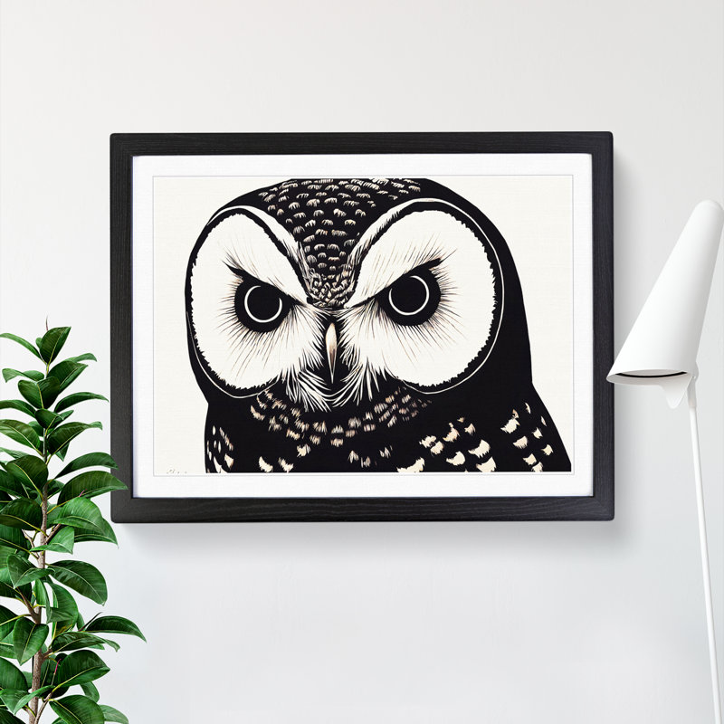 Desirable Owl - Single Picture Frame Print, 25cm H x 34cm W, Black