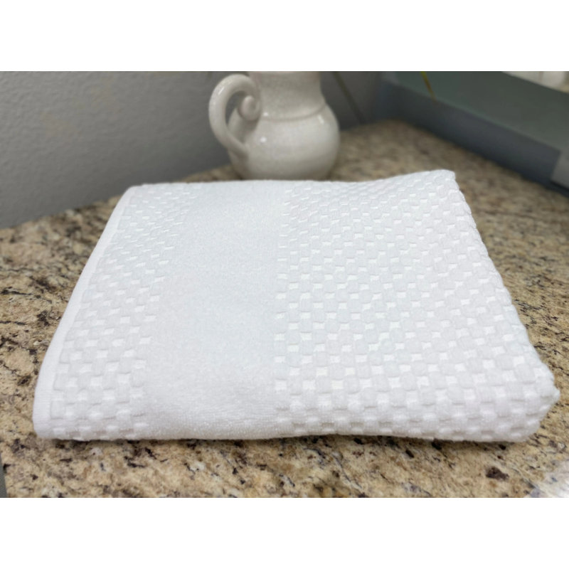 Gty Collection Zero Twist Premium Hand Towel All Over Checker Design 12 Pk
