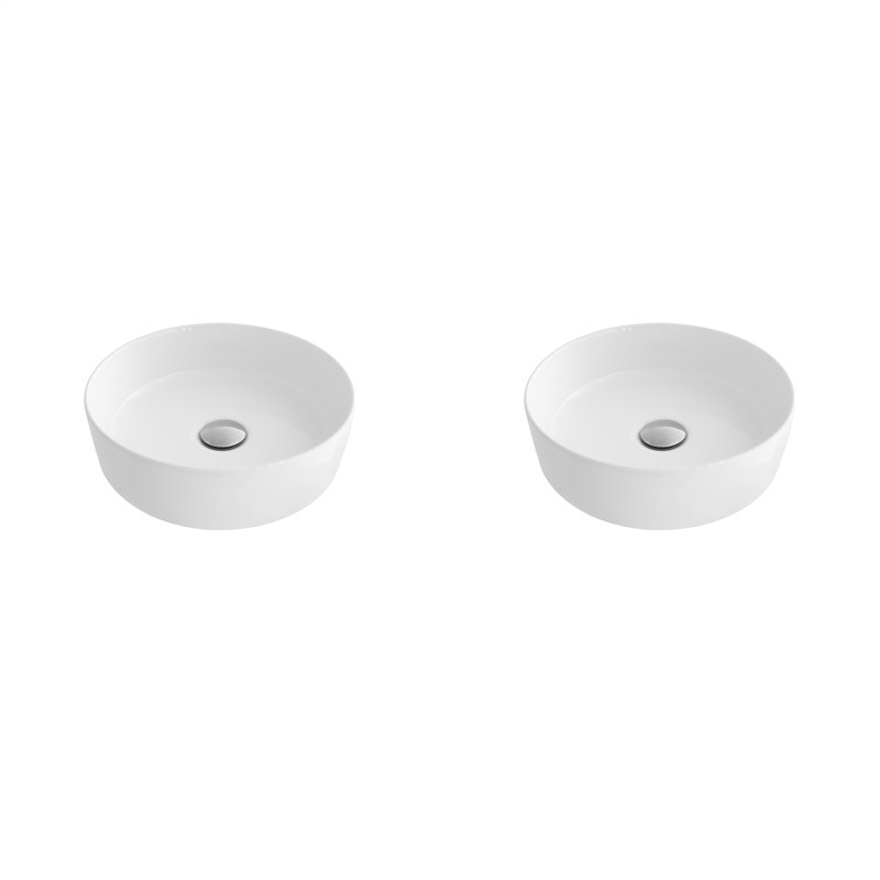Ensemble de 2 éviers ronds blancs 14,12 W