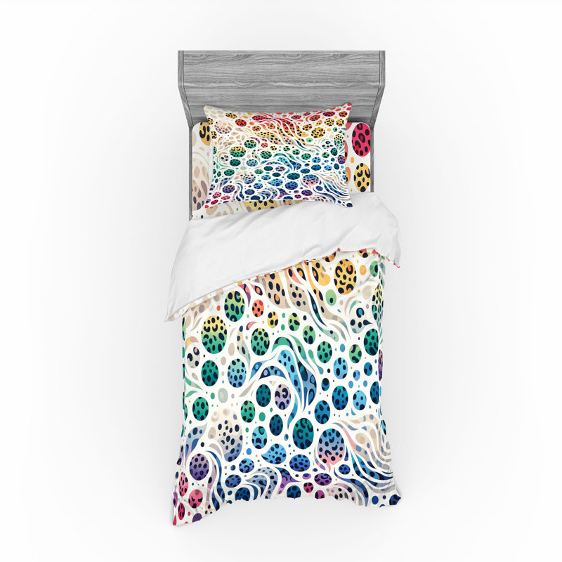 Ensemble de literie à imprimé léopard Ambesonne et blanc multicolore, Housse de couette simple très longue + 2 pièces