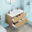 Meuble-lavabo mural moderne de 32 pouces avec lavabo en céramique, conception en bois massif, idéal pour les petits espaces