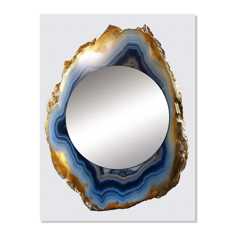 Savicki Geode Gems II - miroir décoratif en pierre Geode, miroir mural traditionnel, impression d'art en métal, 32 po x 24 po