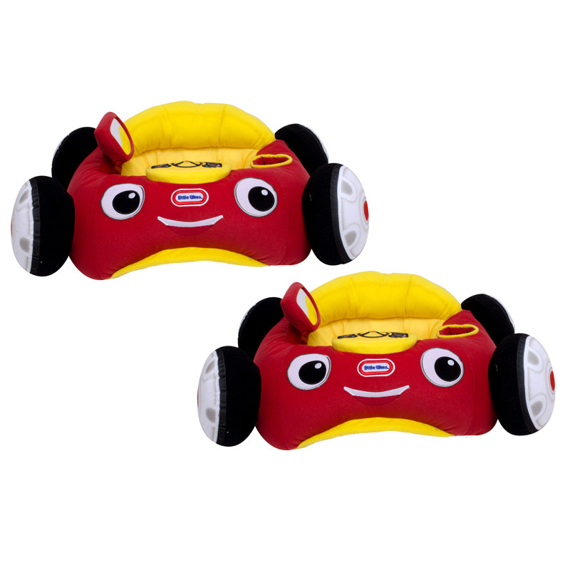 Little Tikes Cozy Coupe Plush Baby Toddler Lounger Floor Seat, Red Car (2 Pack)