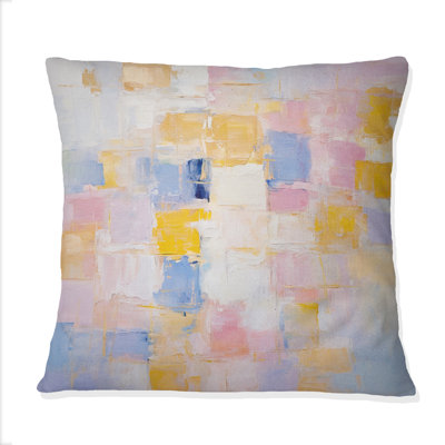 Coussin décoratif Timeless Moments en rose pastel, jaune et bleu I