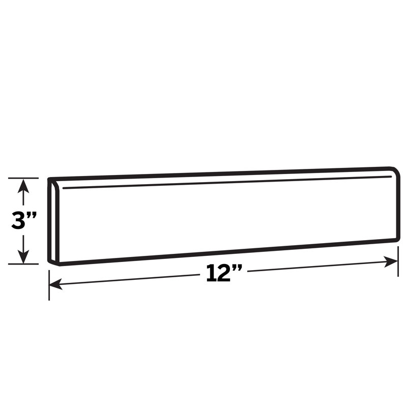 Urban Domain 12'' L x 3'' W Ceramic Bullnose Tile Trim, Black