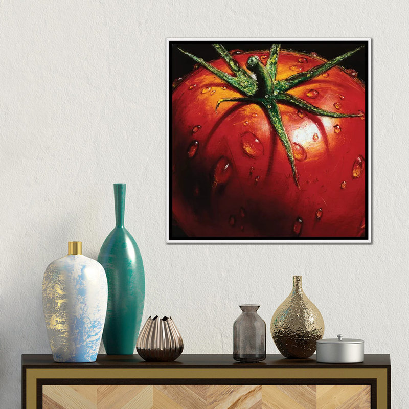 Tomate - reproduction d'art murale - toile encadrée, Toile à cadre flottant sans passe-partout, H 18 po x l 18 po, Blanc