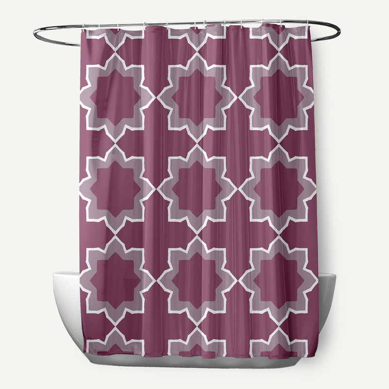 Rideau de douche bohémien à imprimé géométrique, Mauve