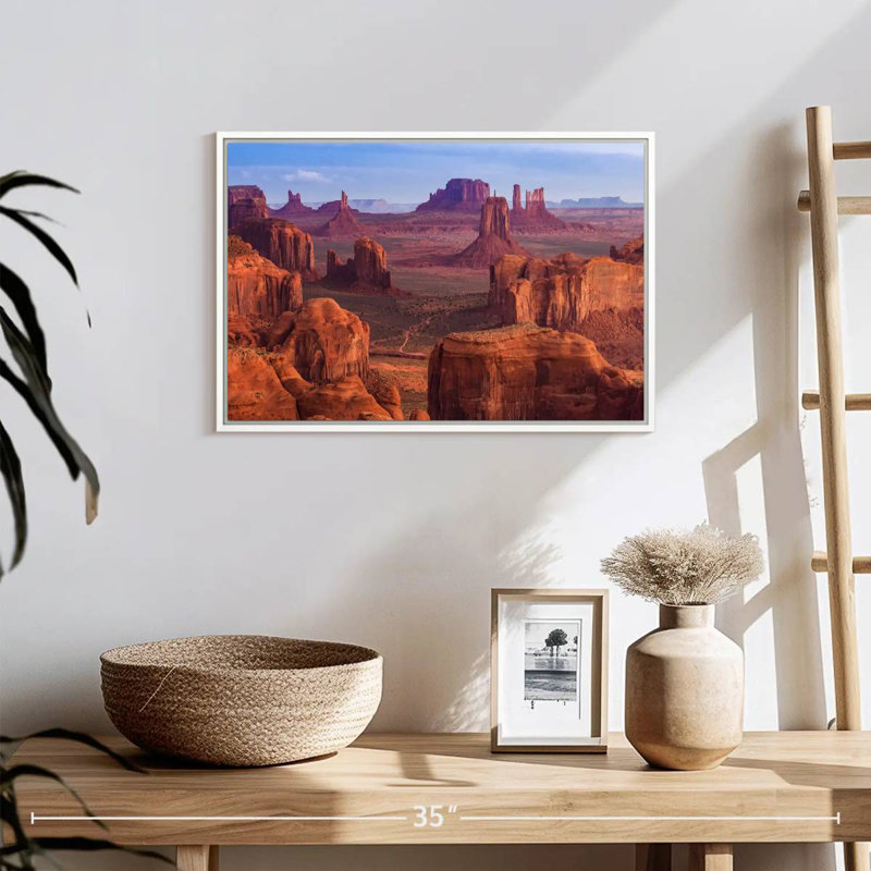 Iconic Monument Valley, 19 po x 13 po, Cadre flottant blanc