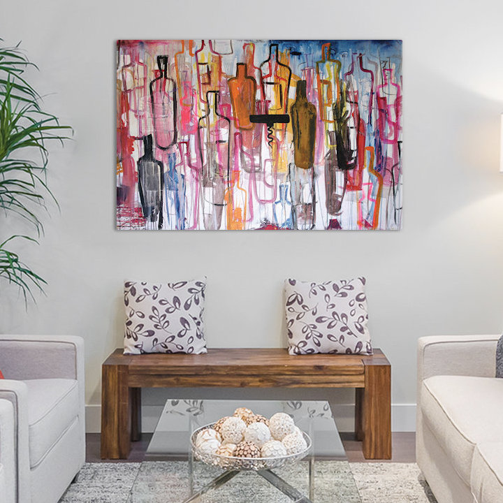 " Bottles " by Kent Youngstrom, 26" H x 40" W x 1.5" D