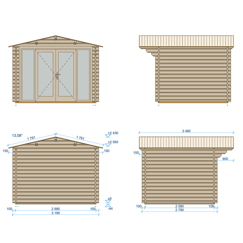 Faversham 10 x 9 ft 44 mm Log Cabin