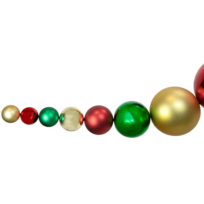Ornement boule de Noël incassable 6 pi or rouge et vert brillant et mat