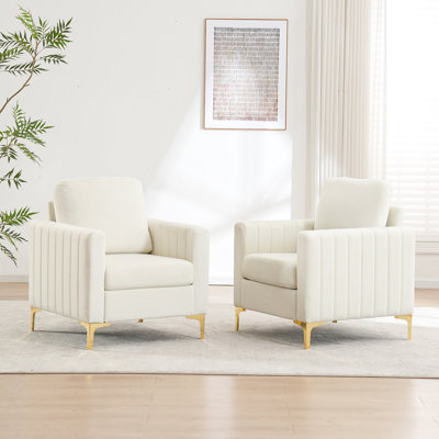 Velvet Accent Chair With Gold Metal Legs  (Set Of 2)