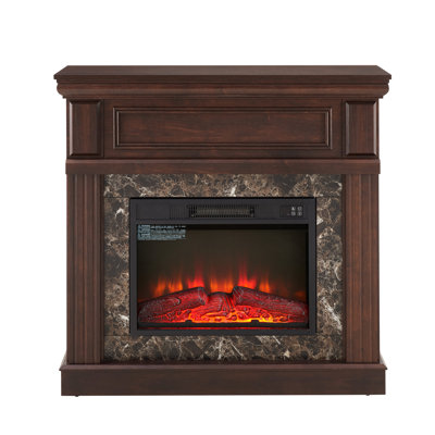 Cherry Electric Fireplace - 40.2"W X 14"D 40"H, Compact Design, Adjustable Flames, Remote Operated, Timeless Appeal