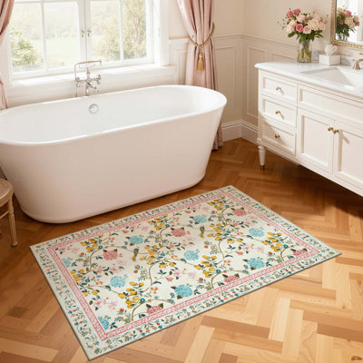 Tapis floral lavable antidérapant Botanical