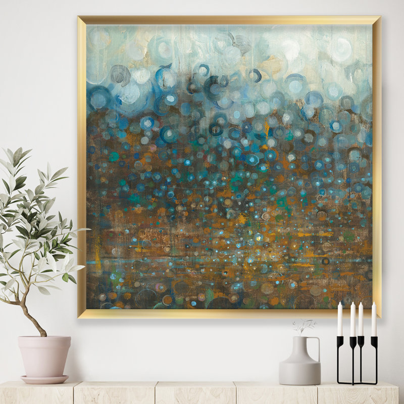 «Blue and Bronze Dots», reproduction sur toile encadrée, H 30 po x l 30 po x P 1 po, Cadre noir