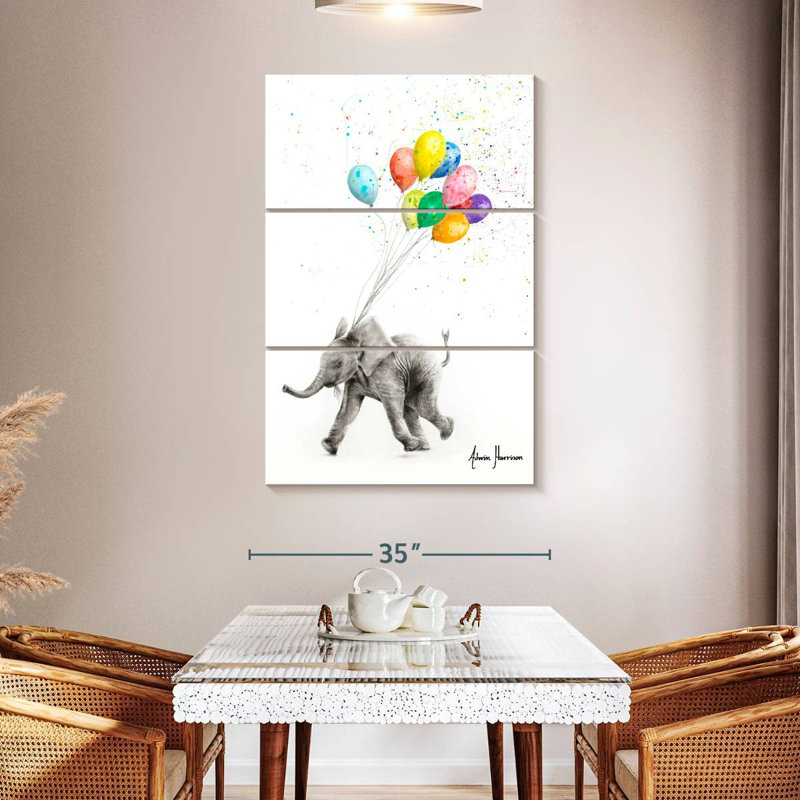 Brampt l'éléphant et les ballons, H 50 po x l 32 po