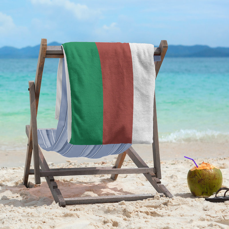 Lightweight Beach Towel, Green/Gold/White