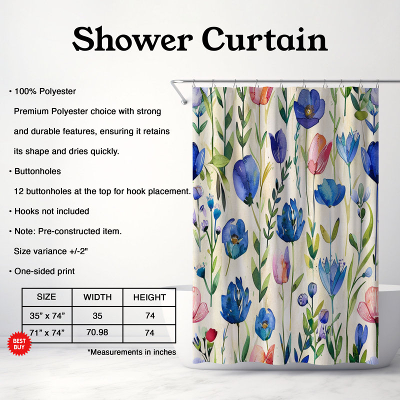 Rideau de douche Spring Hue - Premium, H 74 po x l 71 po