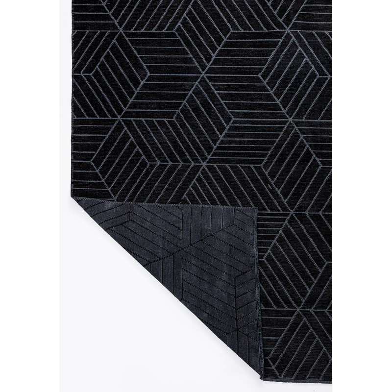 Rapture Geometric Shapes Area Rug in Black, Rectangle 6'7" x 8'3"