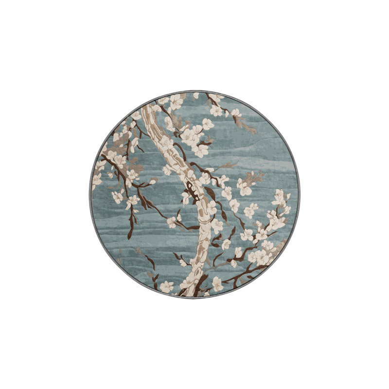 Machine Washable Gray Area Rug, Round 3'