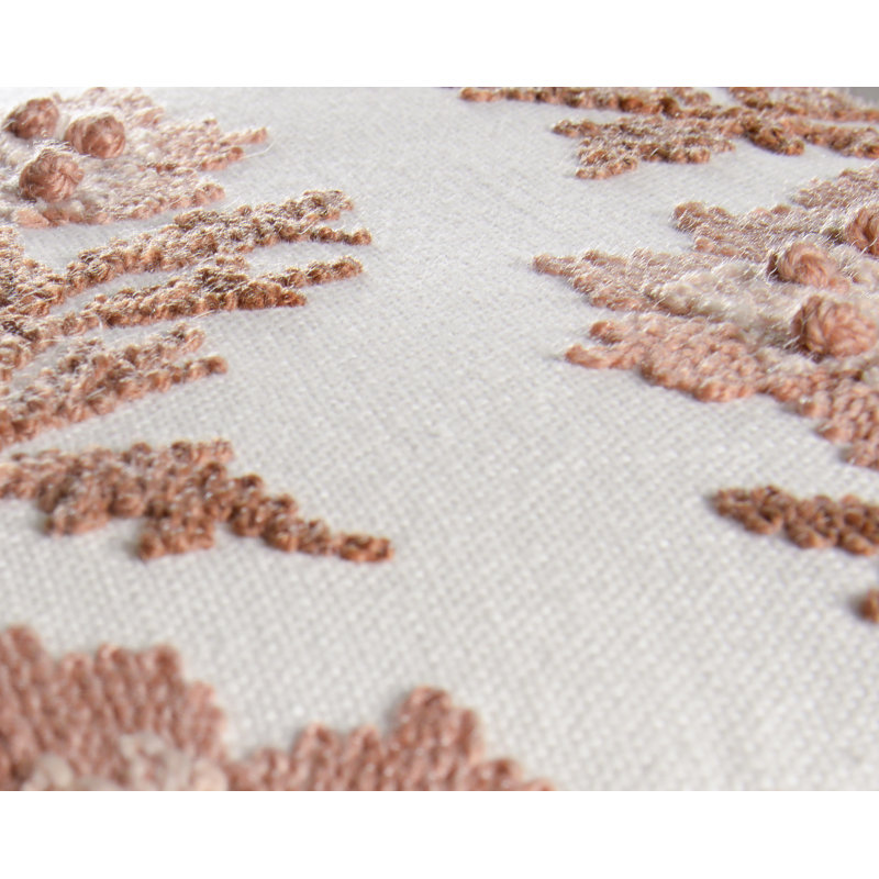 100% Cotton Throw Pillow, Down Alternative, Ivory/Mocha/Blush