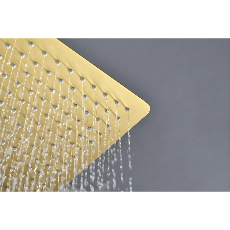 Brushed Gold Showering Head For Bathroom - High , Stainless Steel, Water Saving, Self-cleaning Nozzle, All Standard Compatible Arm Fit