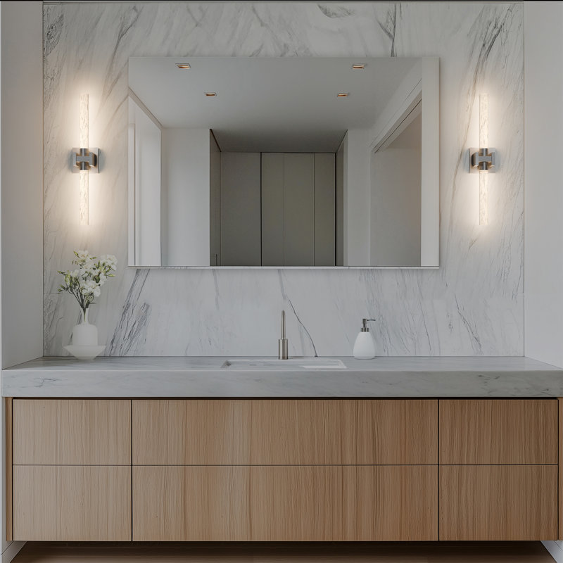 Ripple 24" LED Bath Vanity & Wall Light With Glass Shade and Built In Color Temperature Switch from 2700K/3000K/3500K/4000K