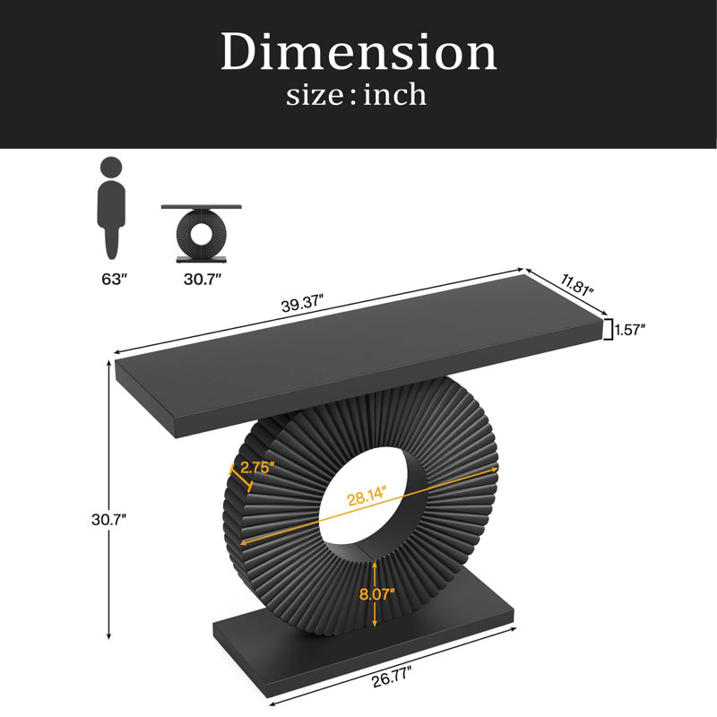 Elegant Entryway Table,Sturdy Hall Table,Versatile Console Table, Black