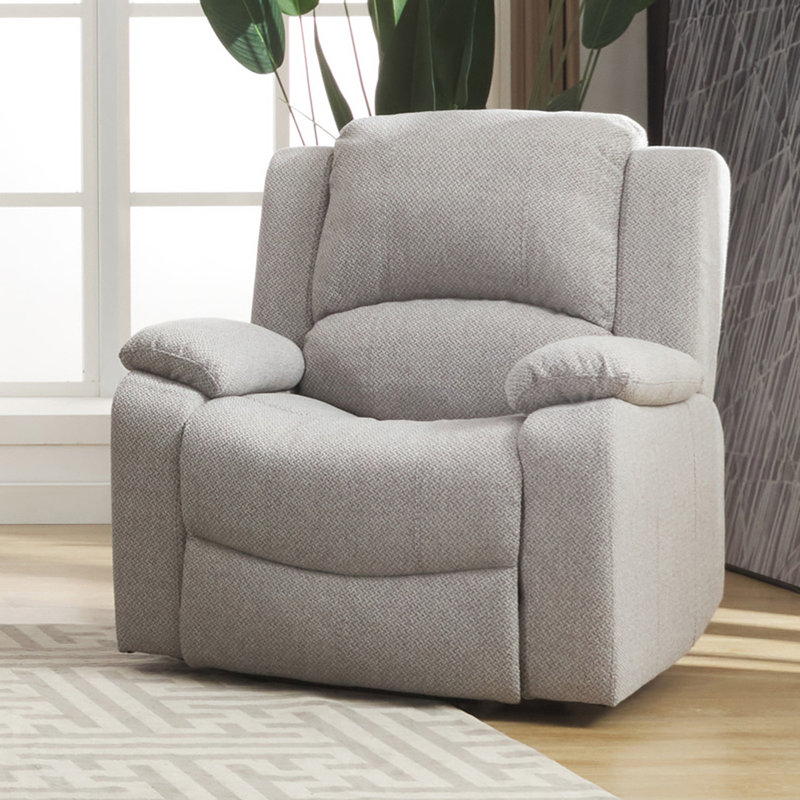 Maissane 1 Seater Upholstered Recliners, Light Grey Polyester Twill