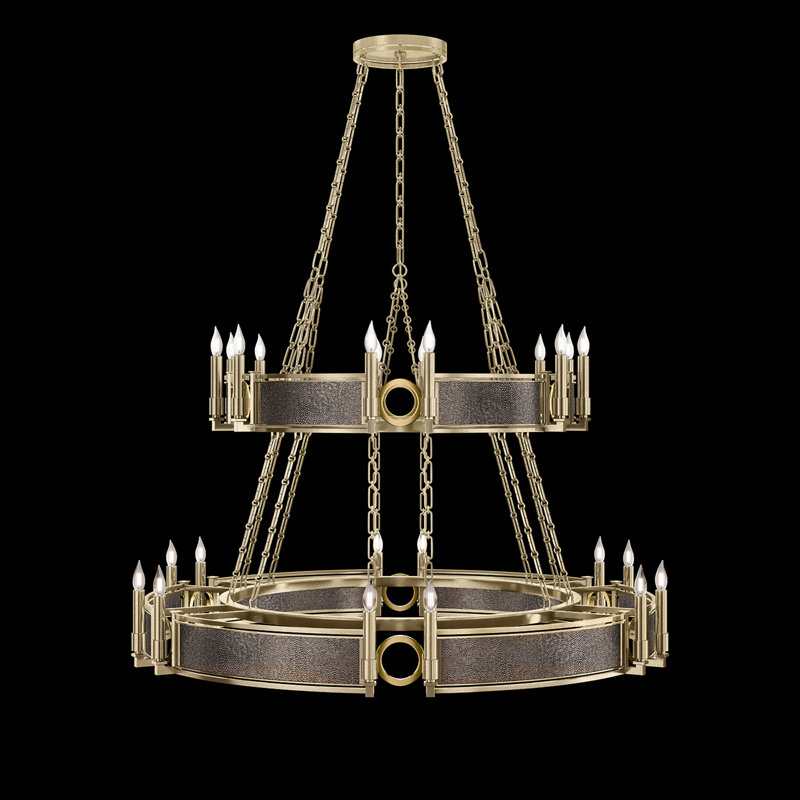 Mirage 24 - Light Chandelier, Pebble/Brass/Soft Gold Leaf
