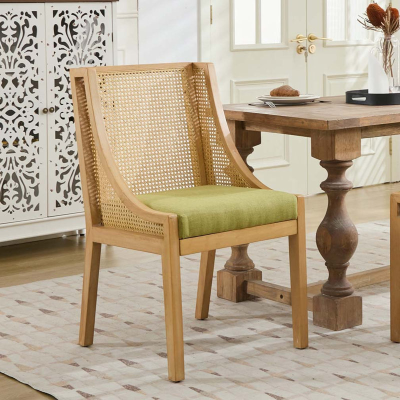 Chaises de salle à manger en rotin, Vert olive