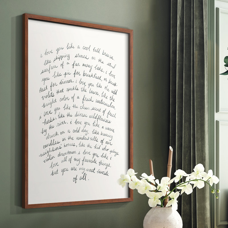 Lettre à un amoureux II, reproduction encadrée - bois massif, Cadre photo brun simple, H 10 po x l 8 po