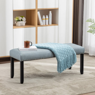 Aldrik 44.3" W Linen Upholstered Bench with Nailhead Trim